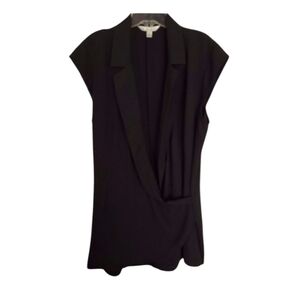 Cabi Wrap Black Sleeveless Collared Blouse Size Small
